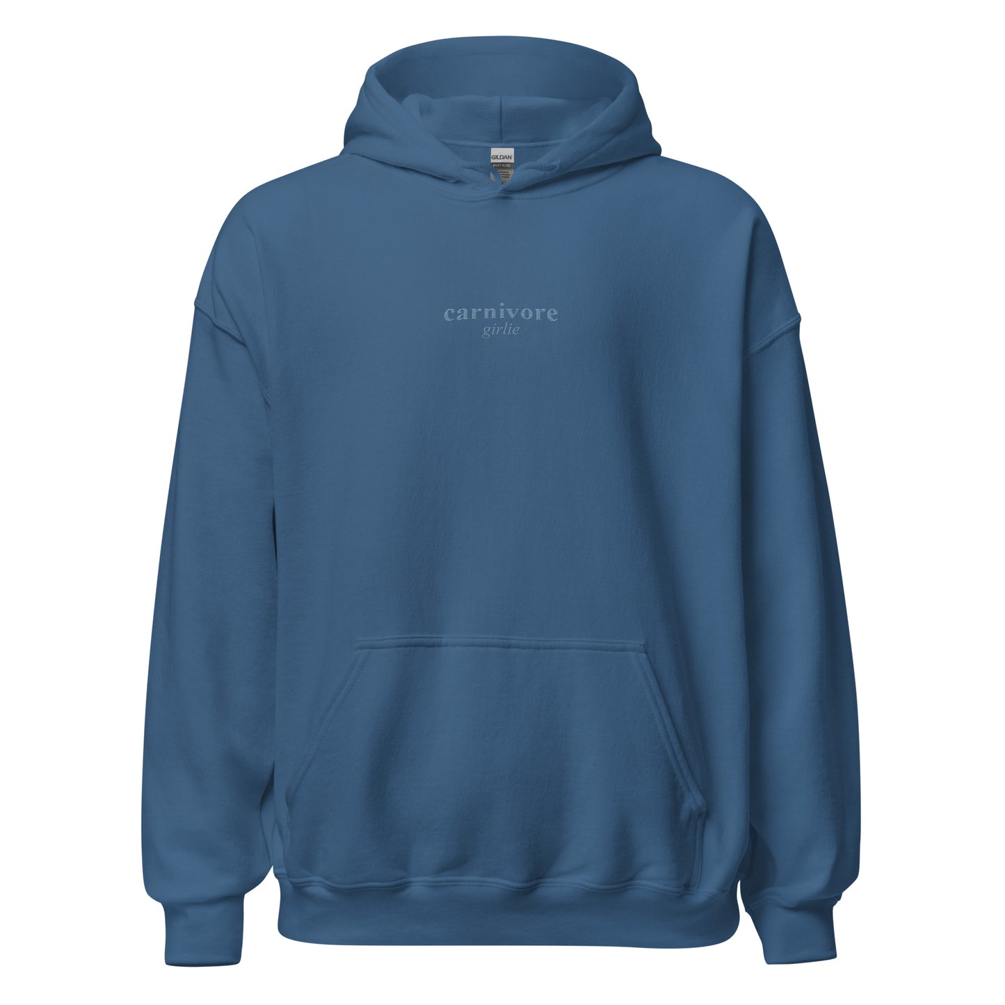 Carnivore Girlie Hoodie - Blue Embroidered Unisex Sweatshirt